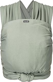 Hoppediz Elastisches Baby-Tragetuch - für Neugeborene ab Geburt (2-9 kg) - aus Bio-Baumwolle - Salbei 4,60 m, Grün