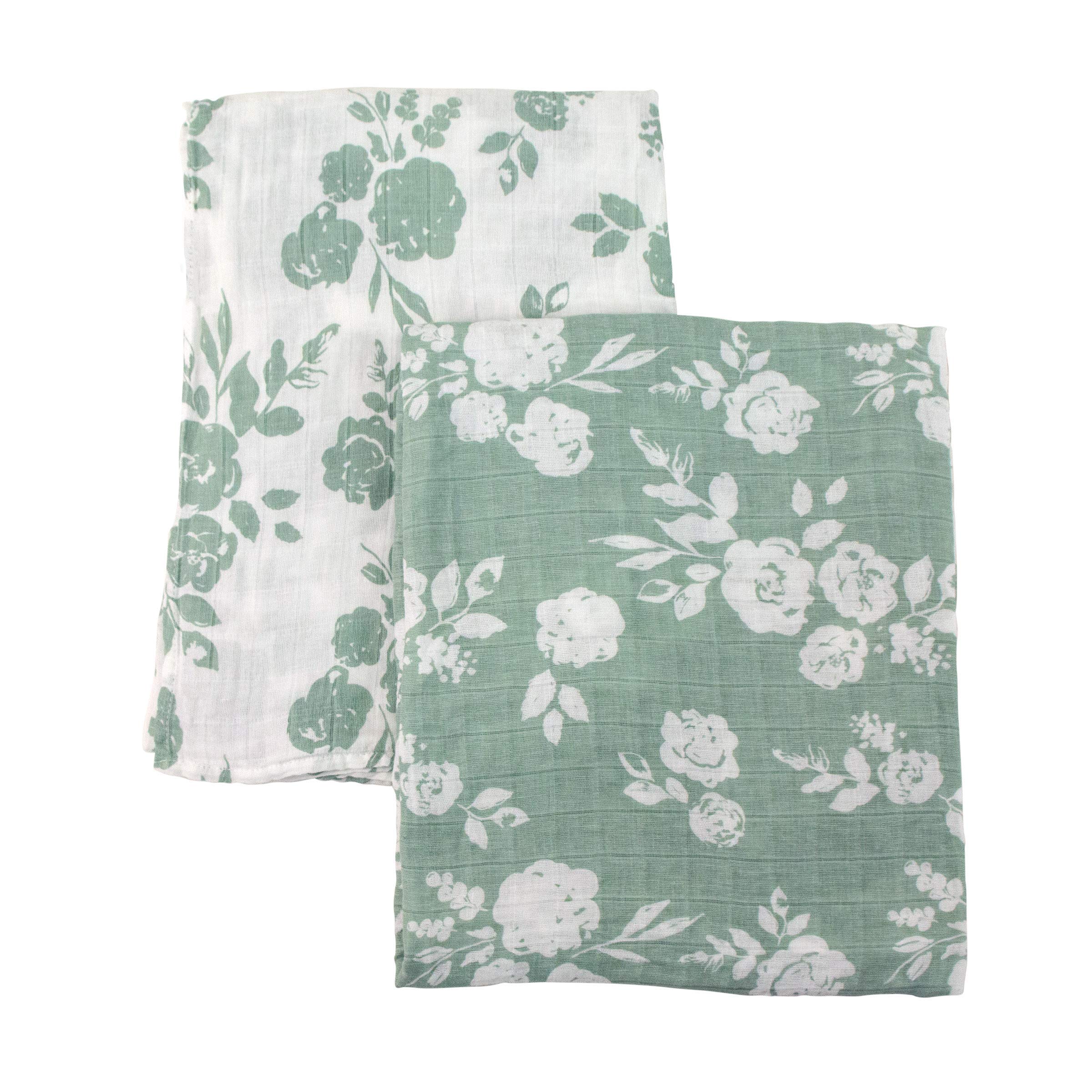 Bebe au Lait Mantas clásicas de muselina para envolver – Vintage y moderno floral, 47 x 47 pulgadas (paquete de 2)