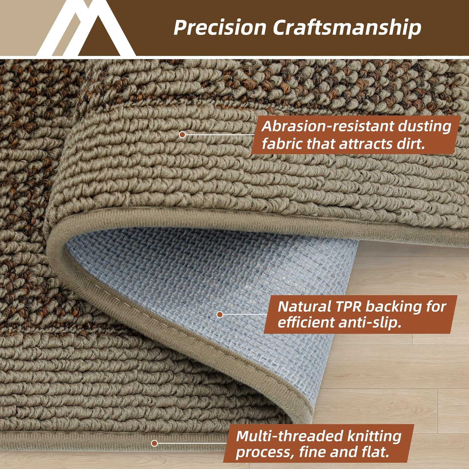 COSY HOMEER Non-Slip Door Mat 20"x32", Entryway Rugs Low Profile Absorbent Dirt Trapper Doormat for Front Entrance, Washable Polypropylene Entry Mat (Beige) - Image 3