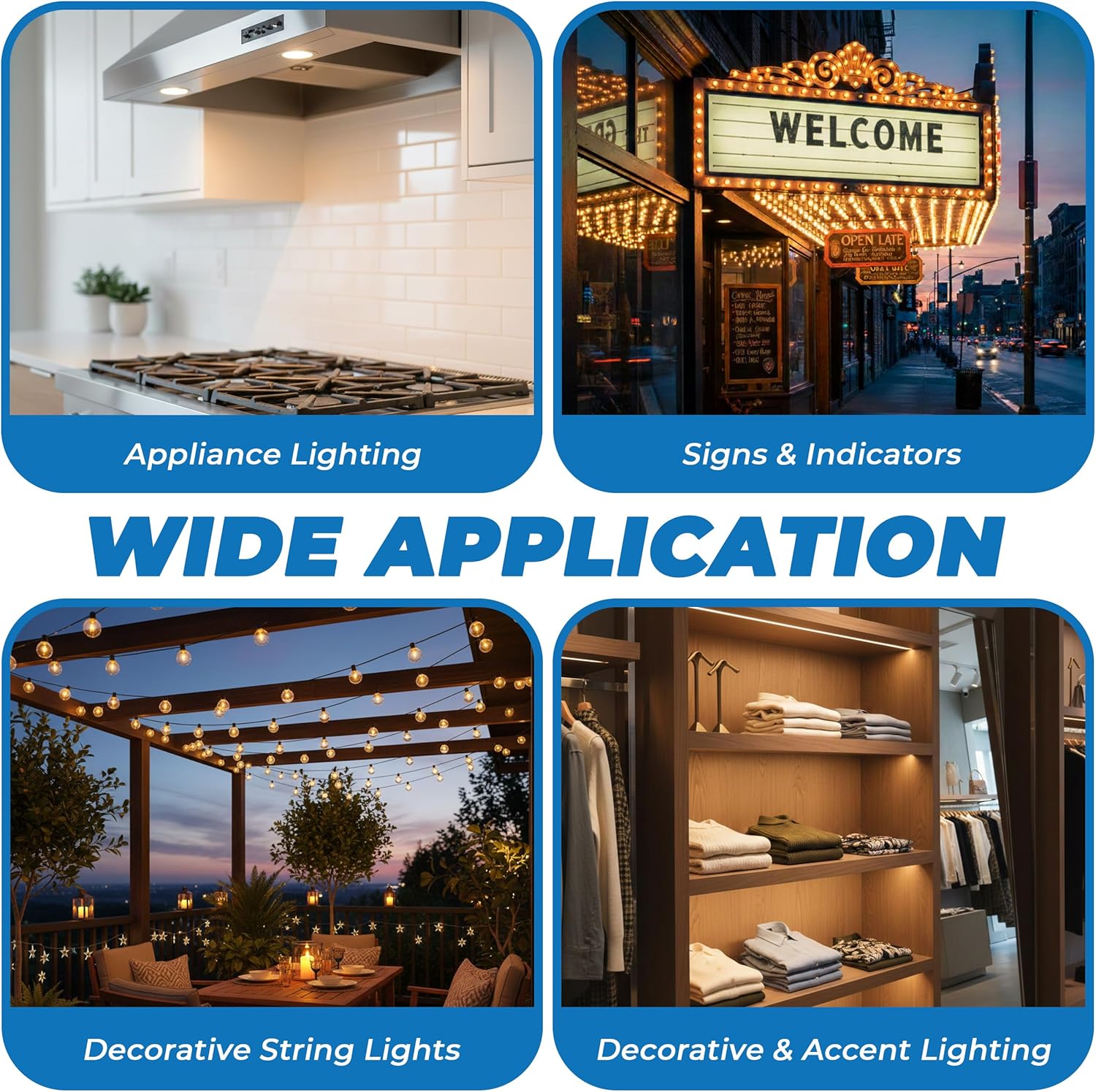 OHLECTRIC 20 Pack - S11 Specialty Light Bulbs, E17 Intermediate Base, Dimmable Warm White 2700K, Outdoor-Rated