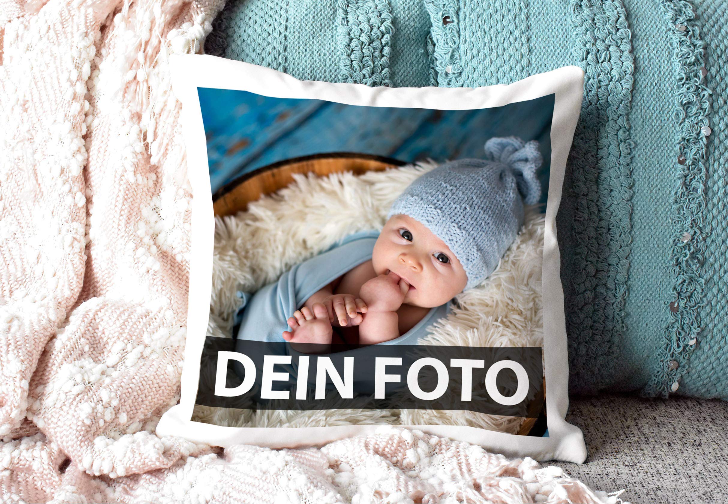 Print Royal Foto-Kissen Selbst gestalten (40 x 40 cm) - mit Foto individuell Bedruckt/aus 100% Polyester/Personalisierte Geschenk-Idee/Kopf-Kissen inkl. Füllung
