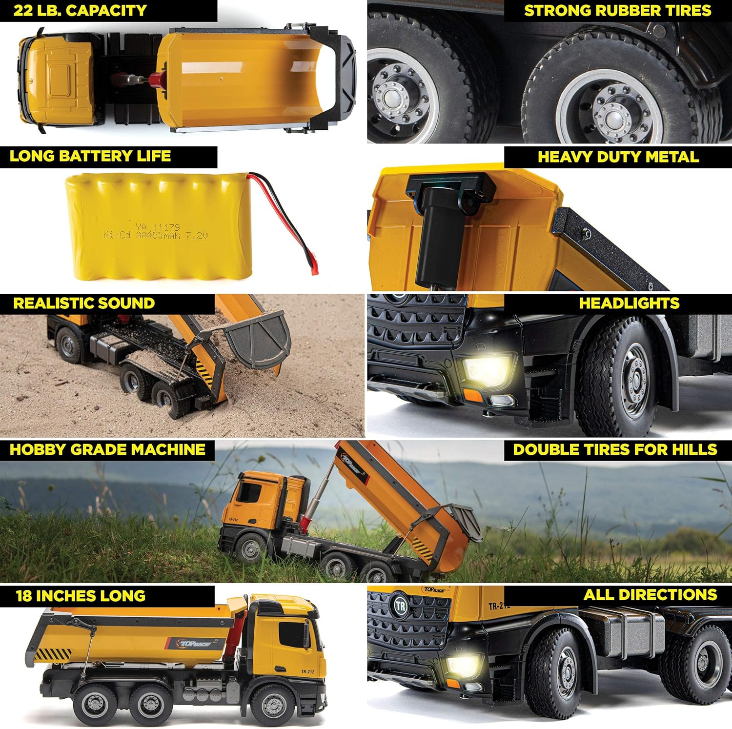 Flаѕh Dеаlѕ - 40% оƒƒ Top Race Remote Control Construction Dump Truck, RC Dump Truck Toy, Construction Toys Vehicle, RC Truck Toys, Heavy Duty Metal and Plastic Construction Truck 1:14 Scale, 7 LBS Load Capacity TR-212