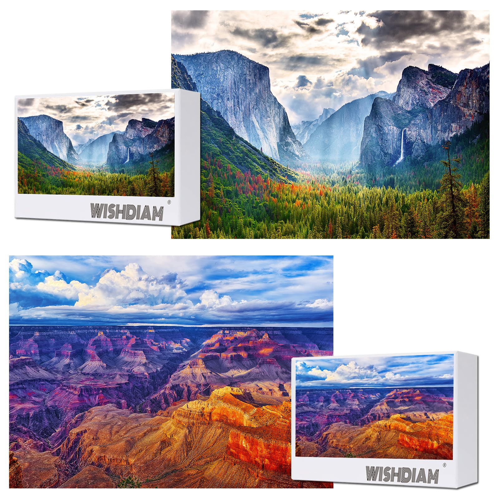 WISHDIAM Jigsaw Puzzles for Adults,2 Pack 1000 Pieces Puzzles,1000 Piece Puzzles for Adults,Yosemite National Park& Arizona Southern Rim Landscape,