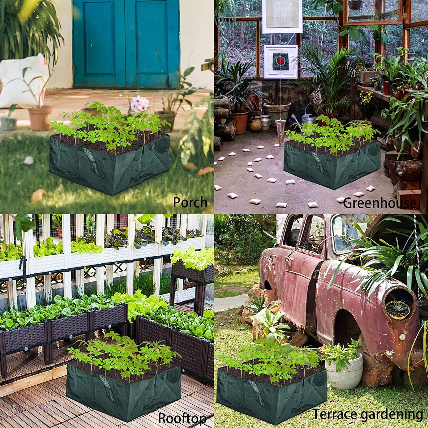 Ram© Green 4 Grid Plant Vegetable Waterproof Garden Plants Growing Bags for Tomatoes Potatos Flowers - Image 5