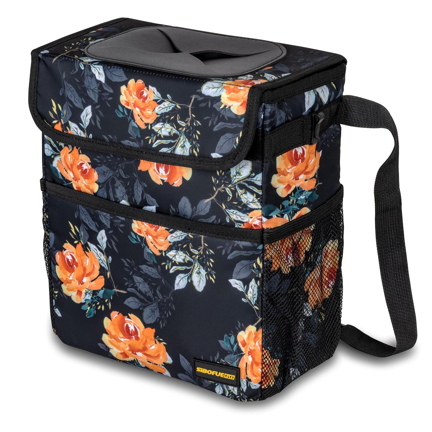Cute Car Trash Can with Lid â Multipurpose Collapsible Trash Bin for Car, Leak-Proof Organizer, Waterproof Garbage Can with Storage Pockets & Adjustable Straps, 2 Gallons (Flower)