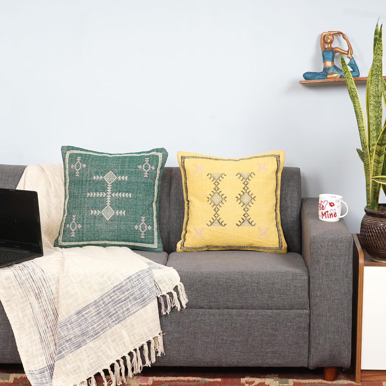 Cotton Pillow Cover Throw Pillow Cover 18x18 inch Set of 2 (Pattern 01)