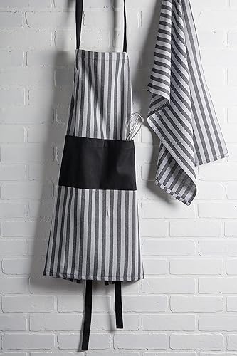 Miniatura 5 de DII Delantal de cocina de algodón ajustable para hombres y mujeres, con bolsillos y lazos extralargos, 32 x 28 pulgadas, duradero y cómodo, perfecto