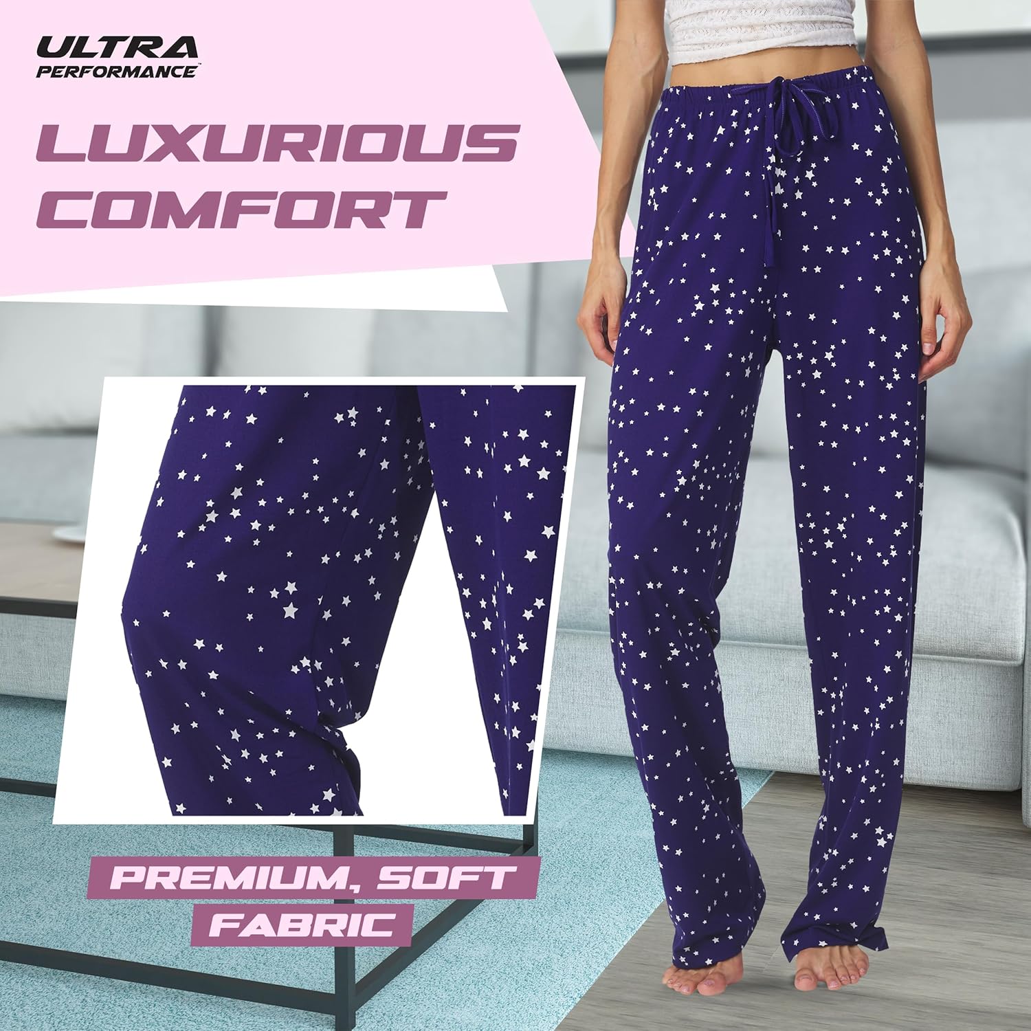 Ultra Performance Womens Pajama PJ Pants 3 Pack Lounge Bottoms Pajamas for Women (Avail in Plus Sizes) - Image 4