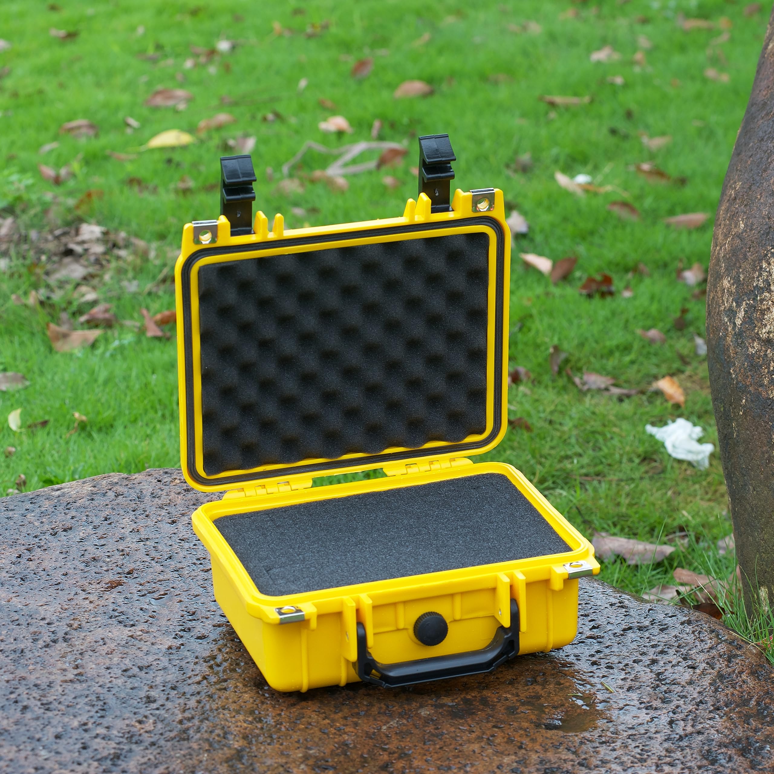 MEIJIA Waterproof Protective Case,Hard Camera Case with Customizable Foam, Fit for Drones Camera, Lens,10.62 x9.68x4.87inches (Yellow) - Image 4