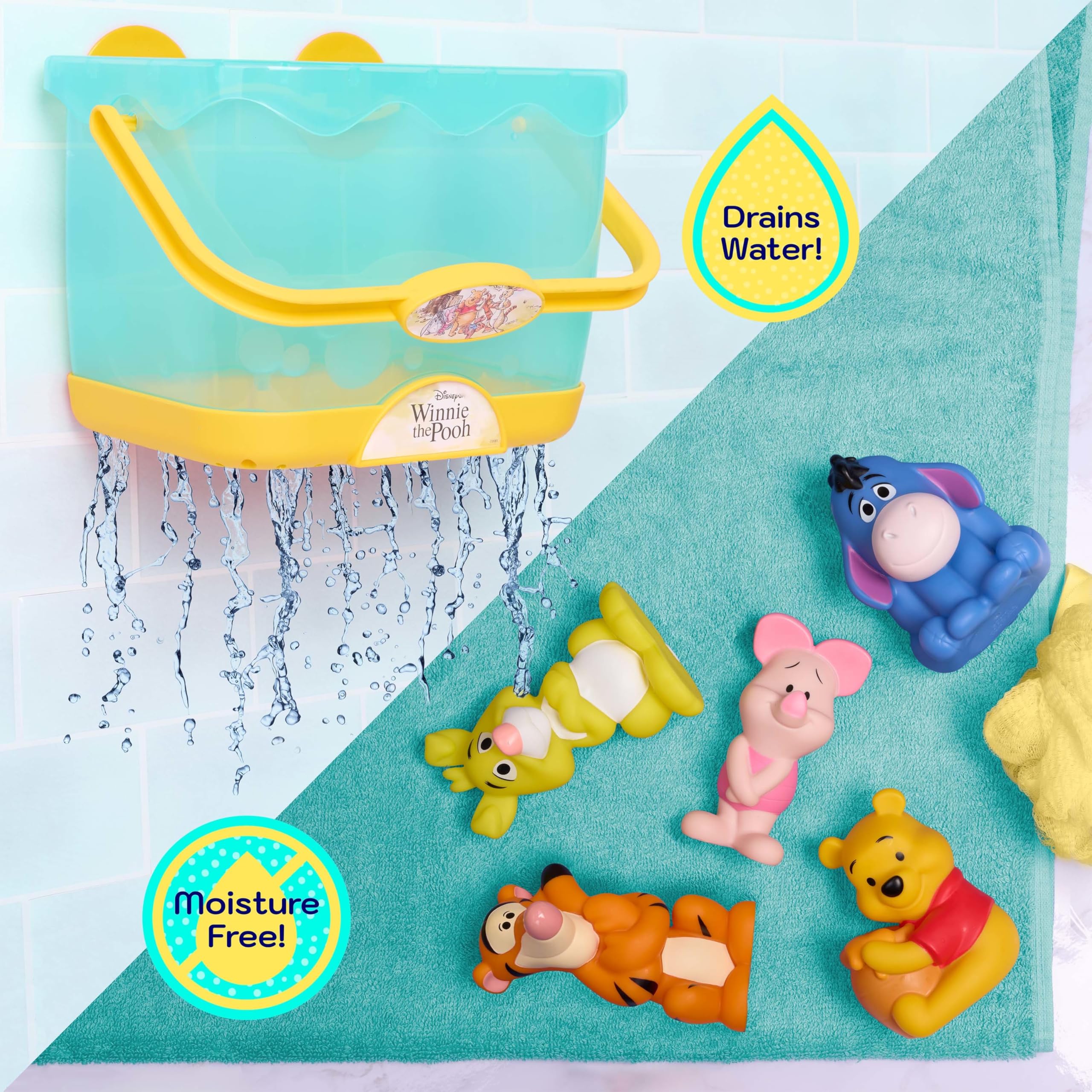 Disney Winnie the Pooh Bath Caddy, 6-pieces, 5 Bath Toy Figures Sealed for Safety, Attaches to Wall, Bath Toy for Fans, Girls, Boys, Kids, Ages 3 and Up — view 4