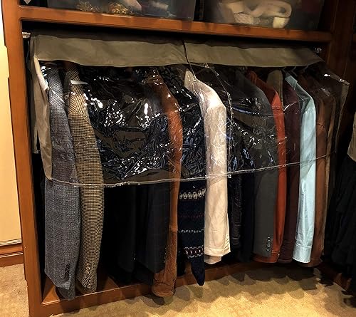 Vista 19 de Funda para ropa para barra de armario y estante de ropa portátil para colgar el hombro, protege tu armario con estilo, ajustable para adaptarse a 20