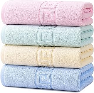 100% Cotton Bath Towels,4 Pack,30" x 60" Inches, Light Weight, Soft, Super Absorbent and Fast Drying, No Fading Multipurpose Use for Sports, Swimming, Travel, Fitness, Yoga, Multicolor.