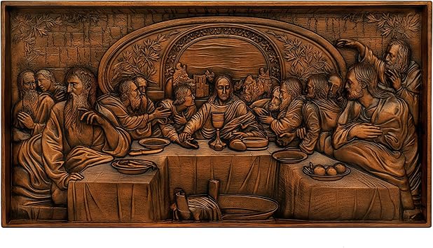 Carved Wood Wall Art & Decor, Handcrafted Wooden Wall Art for Living Room, Driftwood Wall Decor Mural, Rustic Wood Wall Decor, Wall Sculpture The Last Supper