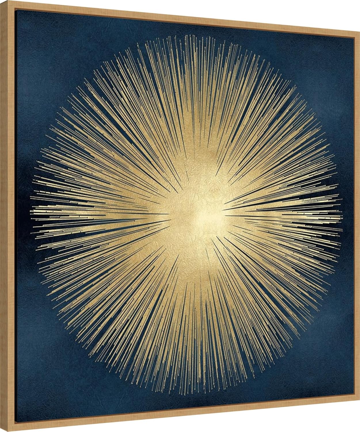 Amanti Art Framed Canvas Wall Art 30x30 Sunburst Gold on Blue I by Abby Young, Framed Wall Art Canvas, Abstract Artwork, Modern Decor, Large Poster Painting for Living Room, Bedroom, Bathroom,