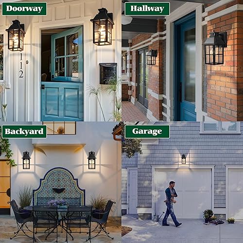 Miniatura 8 de Meluaim Luces de pared para exteriores con sensor de movimiento, iluminación exterior del atardecer al amanecer, lámpara de pared para montaje en