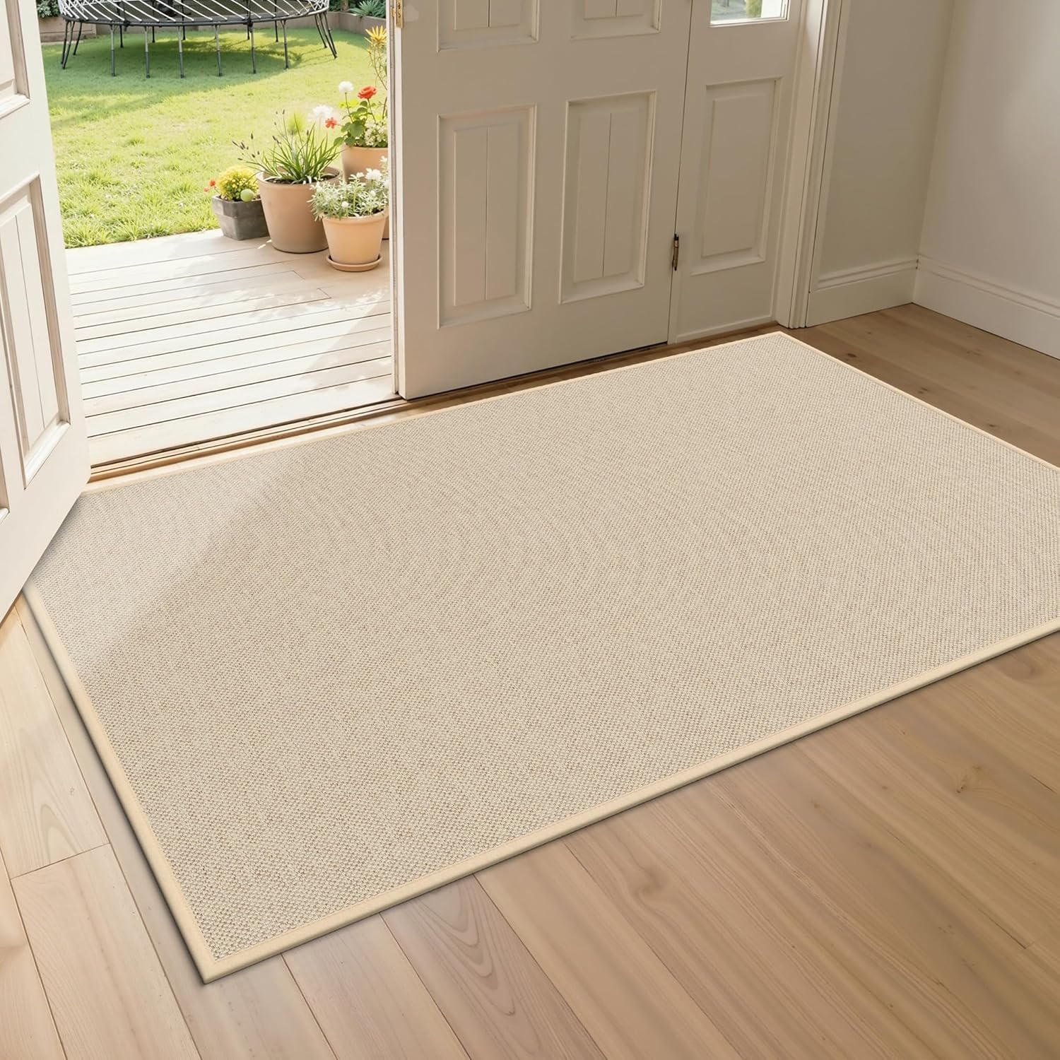 Indoor Door Mats 32"x47" Door Mat Indoor Entrance Resist Dirt Inside Washable Non Slip Entry Rugs for Entryway, Beige