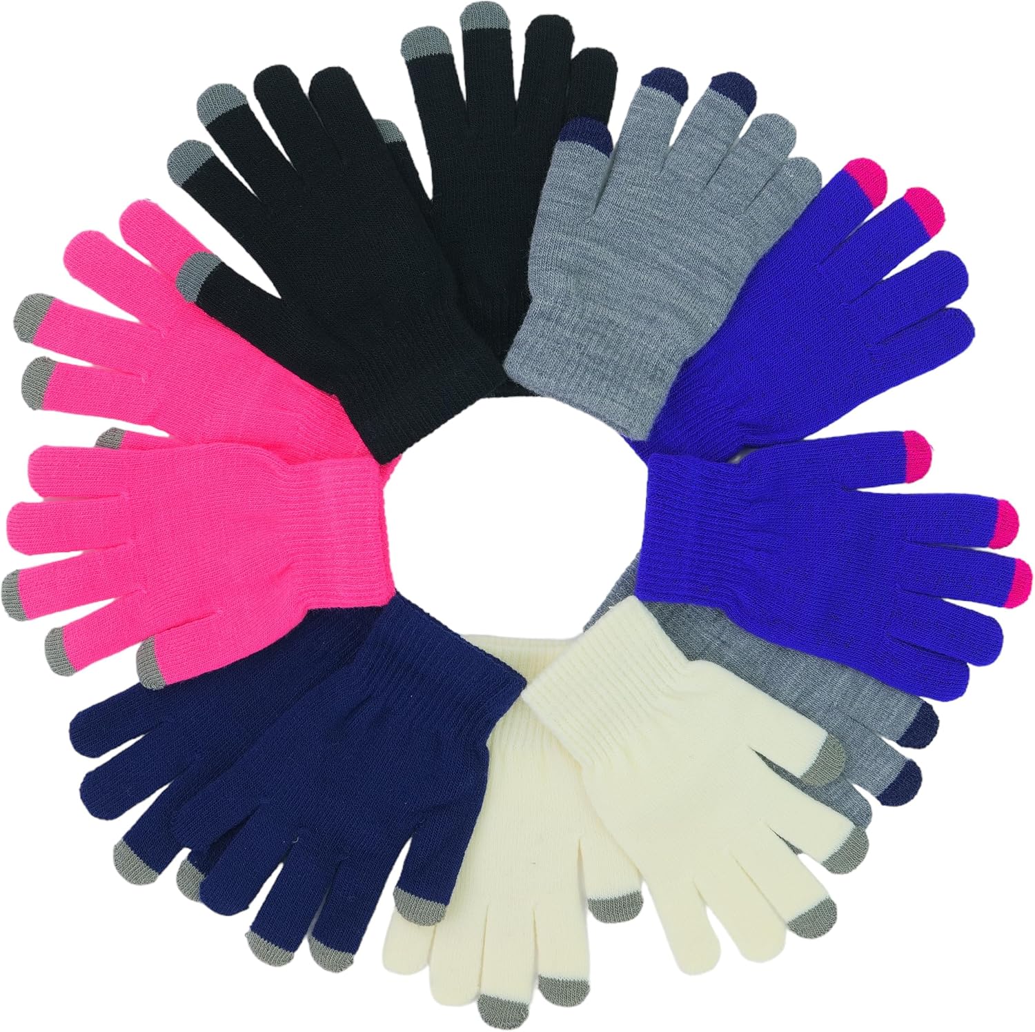 ToBeInStyle Women's Pack of 6 Assorted Magic Touch Screen Gloves