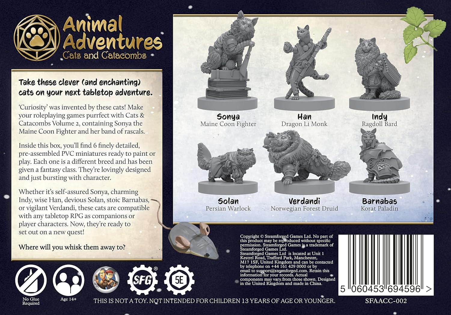 Steamforged Games Animal Adventures: Cats and Catacombs 5E Compatible Volume 2
