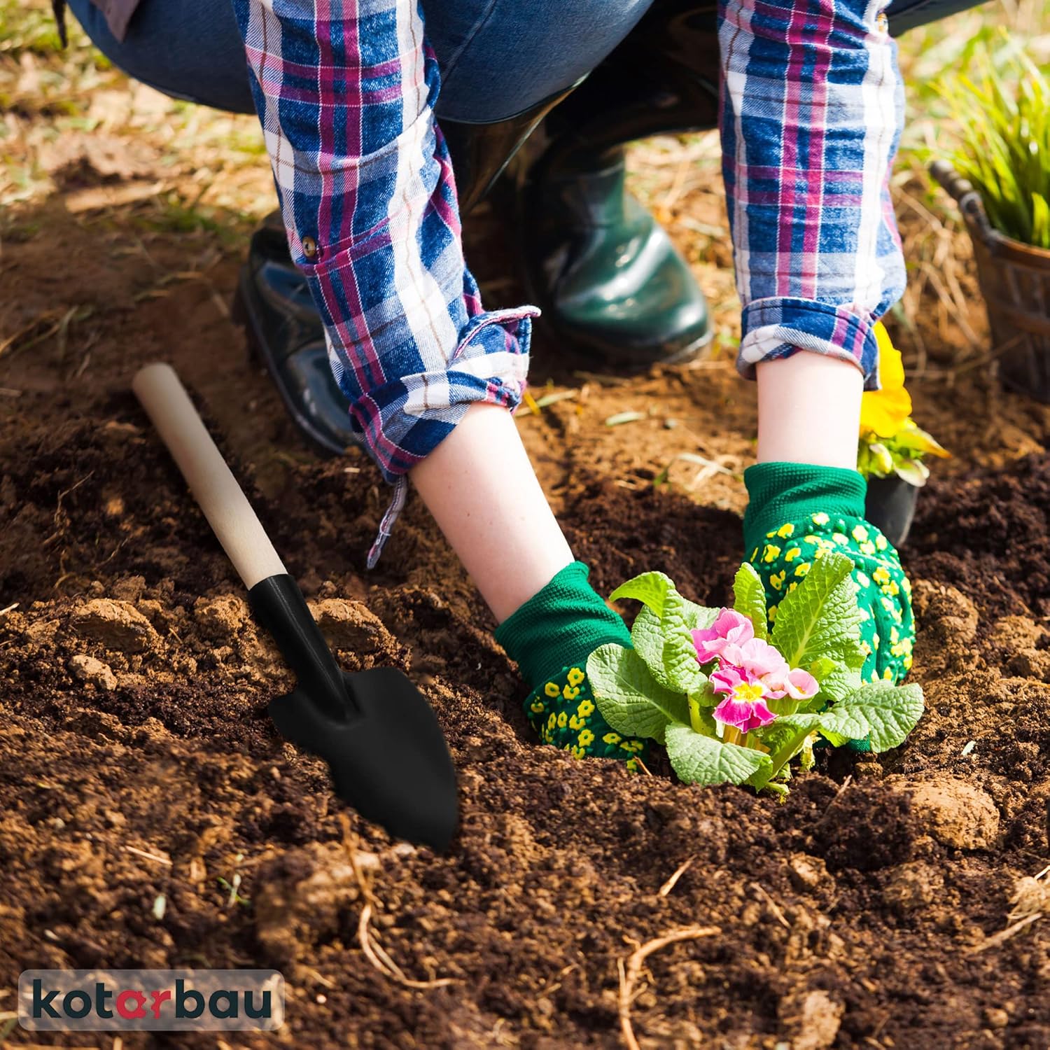 KOTARBAU Garden Mini Shovel Steel Flower Trowel with Wooden Handle 33 cm Garden Shovel for Small Plants Transplanting Weeding