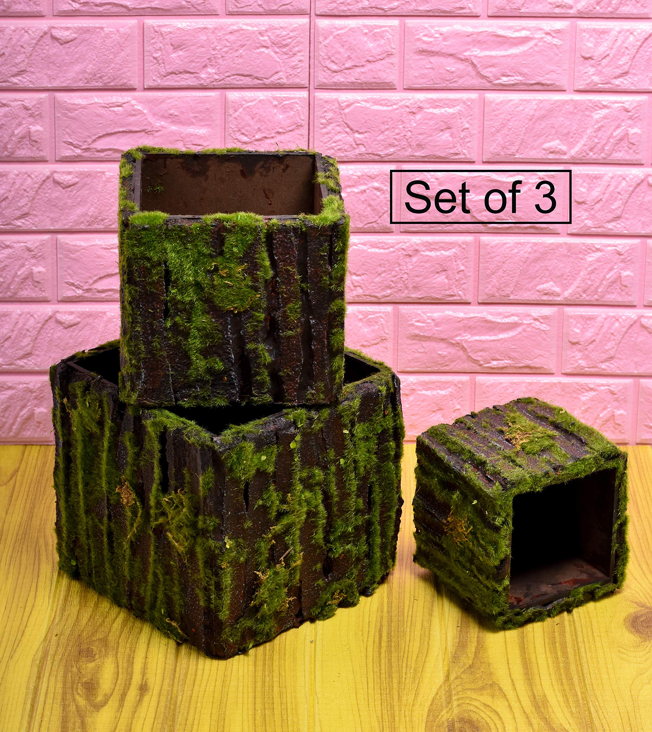 YATAI Set of 3 Pcs Rectangle Wooden Planter Box Garden Decor Home Wedding Party Decorations Wedding Bouquets Table Centerpiece Flowers Vase Plant Pot