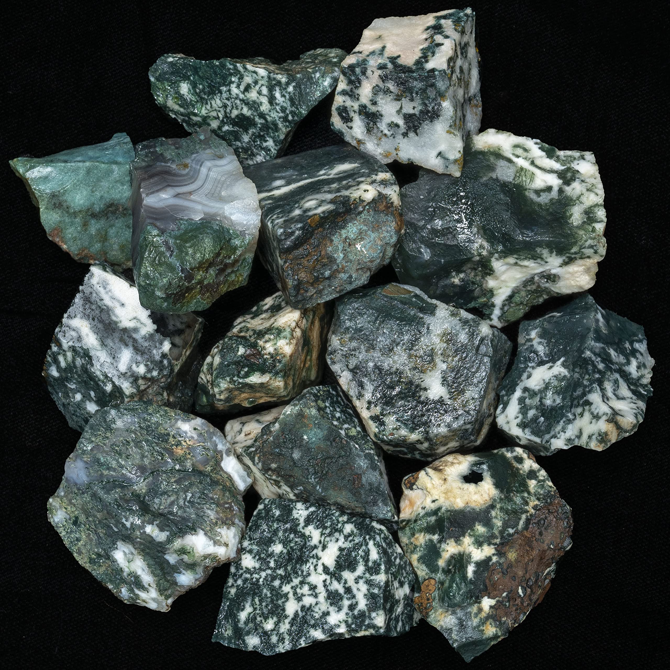 Crocon 1LB Tree Agate Rough Bulk Natural Stone Raw Gemstone Tumbling Cabbing Polishing Gem Mining Chakra Balancing Reiki Healing Good Luck Home Office Decor