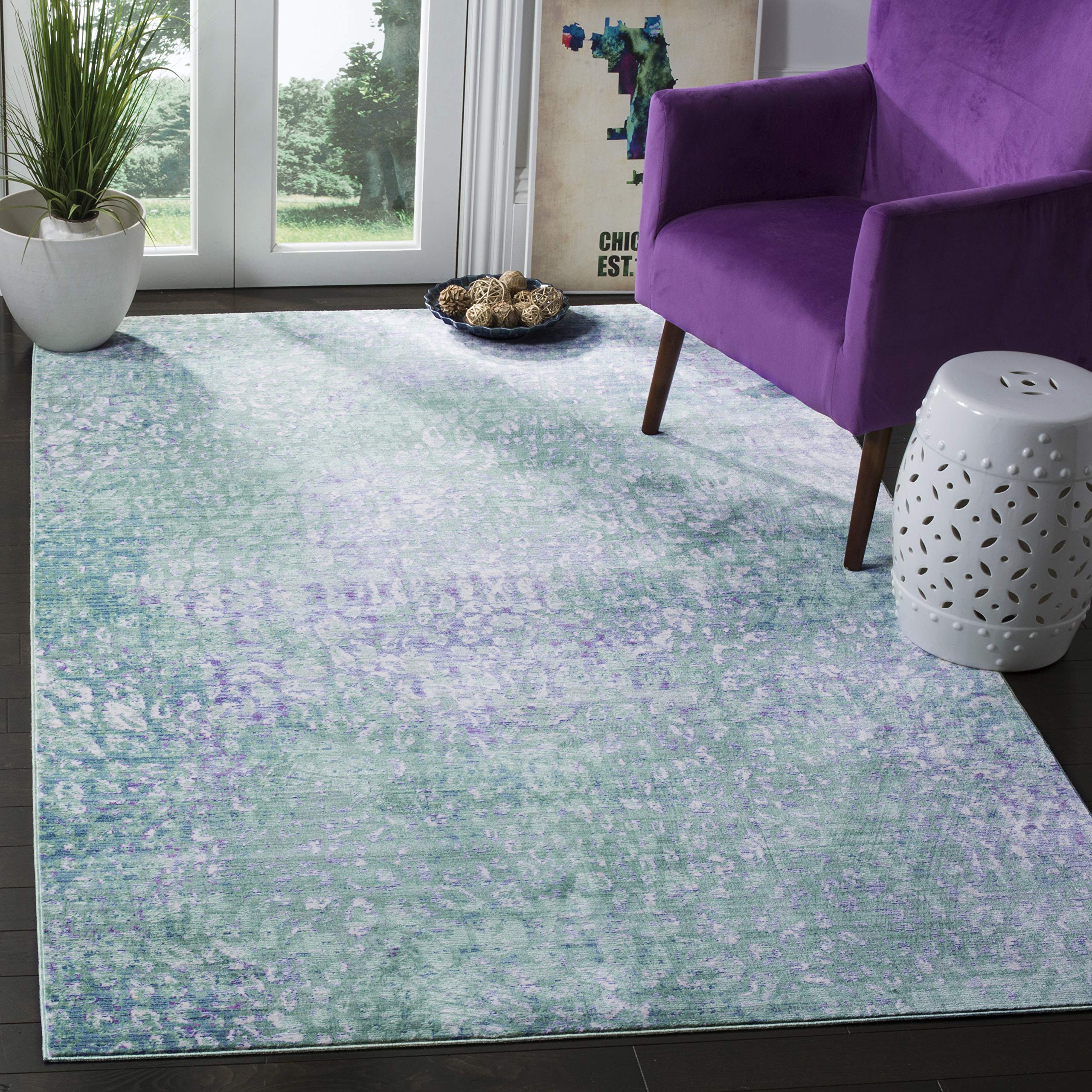 Tapis à poil court bleu et multi Safavieh pour une chambre chaleureuse