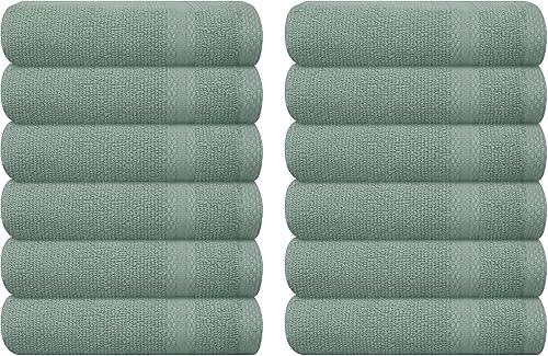 Miniatura 54 de GLAMBURG - Juego de 12 toallas faciales ultrasuaves de 13 x 13 pulgadas, 100% algodón, duraderas y altamente absorbentes, ideales para baño, cocina
