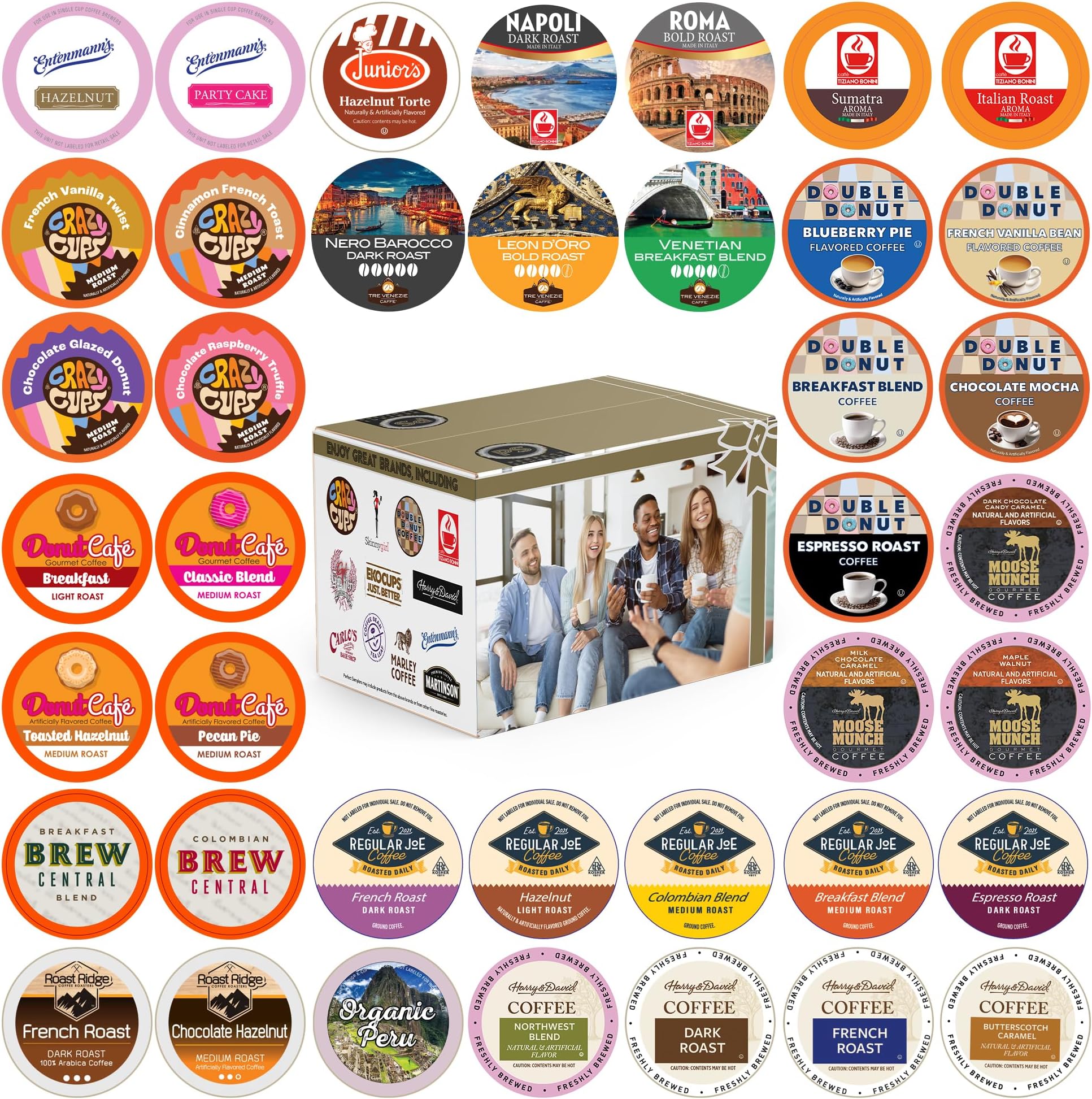 Coffee Pods Variety Pack Sampler, Coffee Lovers Single-Serve Capsules & Pods For Keurig K Cup Machines, Assorted Variety Pack, 40 Count