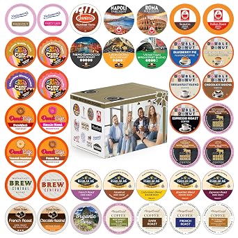 Coffee Pods Variety Pack Sampler, Coffee Lovers Single-Serve Capsules & Pods For Keurig K Cup Machines, Assorted Variety Pack, 40 Count