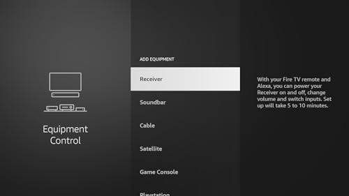 Equipment Control Settings - Loader shortcut for Fire TV