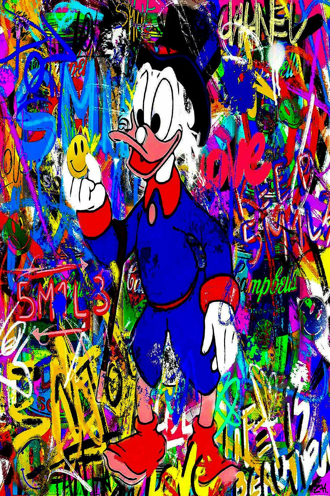 Tableau sur toile Duck mignon de bande dessinée, isolé, sur fond blanc