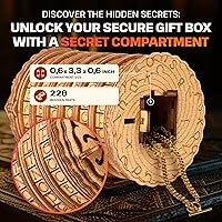 Vista 3 de ESC WELT Cryptex - Envoltura de regalo secreta de madera de abedul única - Rompecabezas 3D ecológico - Brainteaser interactivo - Caja de regalo