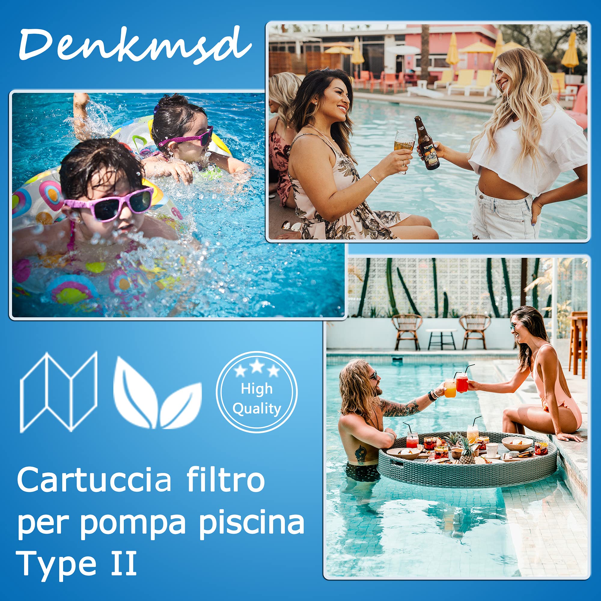 Cartucho de Filtro Tipo II para Bomba de Piscina, Cartucho de Filtro de Repuesto para 58094, Capacidad: 2006/3028 l/Hora (4 Unidades)