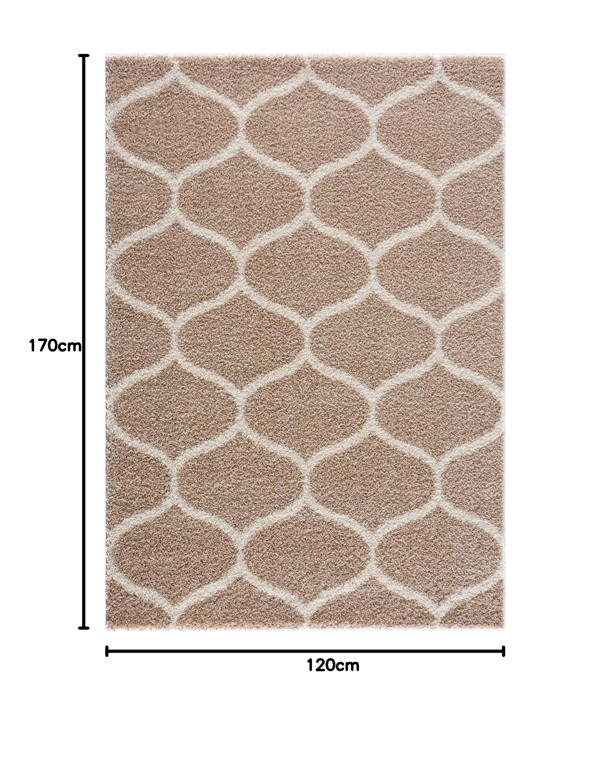 SANAT Madrid Shaggy Tapis à Poils Longs pour Salon, Chambre à Coucher, Cuisine - Beige - Dimensions : 120 x 170 cm