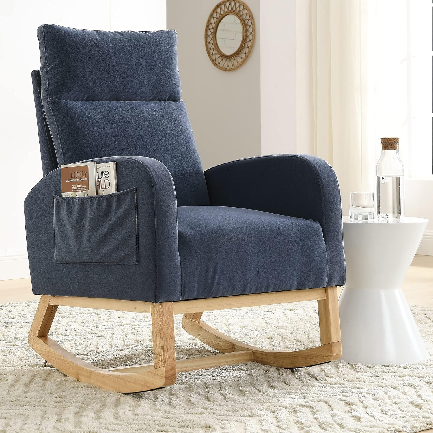 Plococo Cushioned Rocking Chair Nursery with 2 Side Pocket