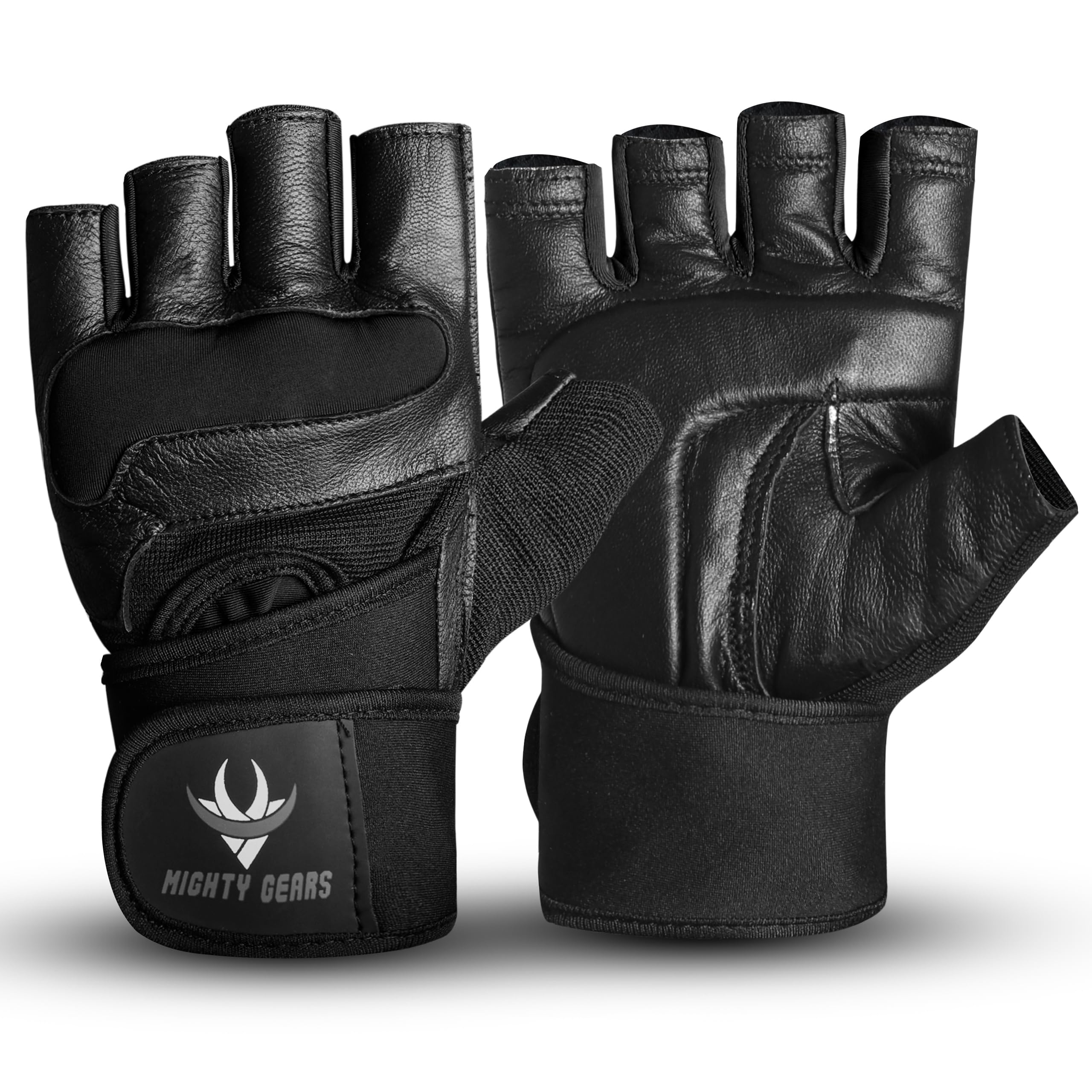 MIGHTY GEARS Weight Lifting Gloves, Gym Gloves for Crossfit, Workout, Exercise Cycling, Training, Breathable and Snug fit, for Men and Women (Black, L)