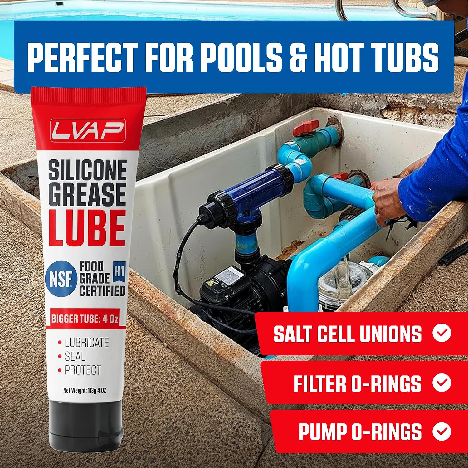 4 Oz Food Grade Silicone Grease Tube | NSF H1 Silicone Lube & Waterproof Sealant for O-Rings, Faucets, Plumbing, Pool, Spa & Kitchen Appliances | Potable Water Safe