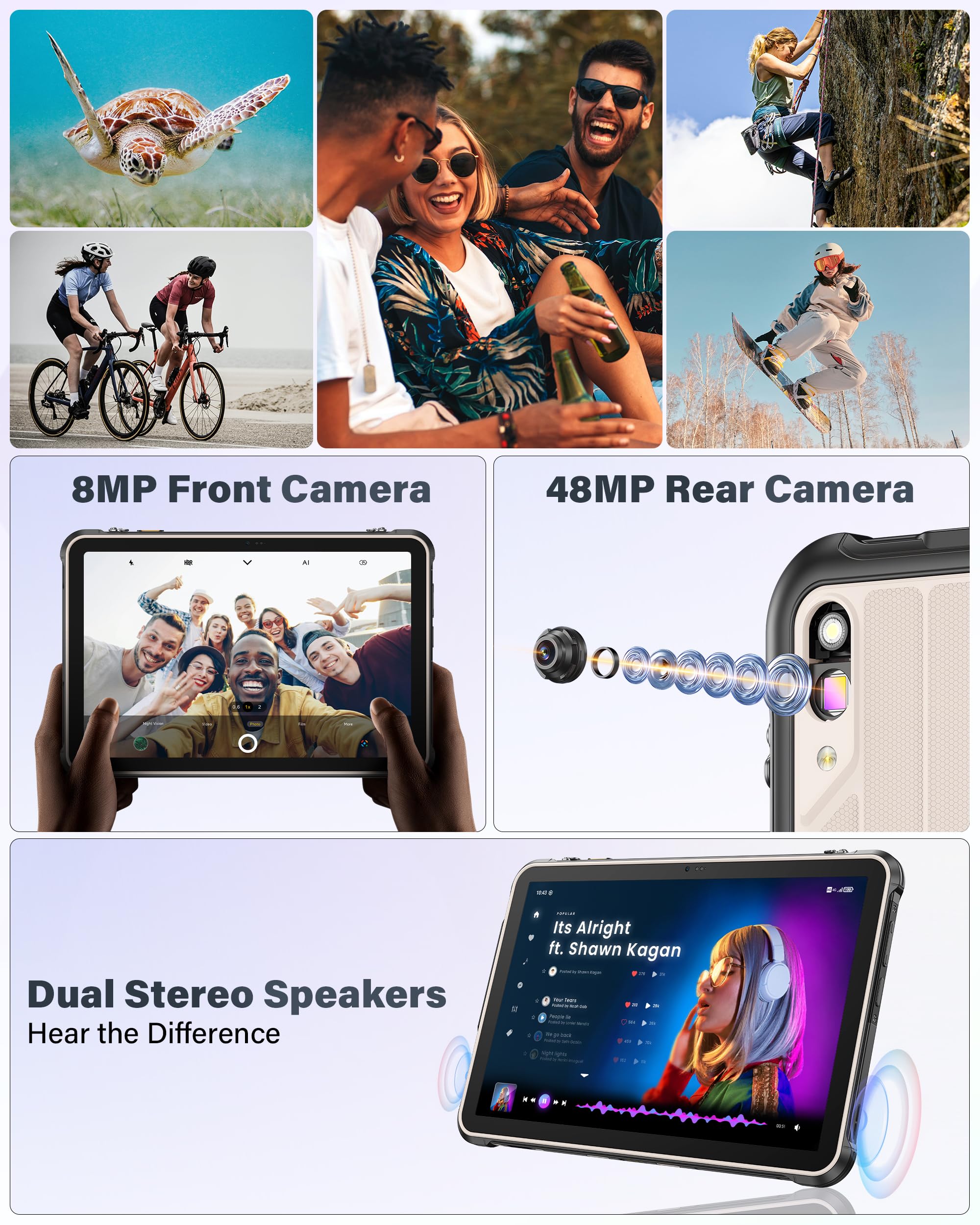 Ulefone RugKing Pad 2 Pro Tablet Rugerizada Android 16, 10200mAh, 10.1” Pulgadas 600 nits, 16GB+256GB IP69K Rugged, 4G LTE eSIM, 48MP Cámara IP68K Antigolpes, Lámpara, Dual SIM/OTG/NFC/GPS/Naranja — view 7