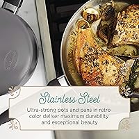 Vista 23 de Farberware 120 Limited Edition Stainless Steel Cookware Pots and Pans Set with Prestige Kitchen Tools, 10 Piece, Aqua Blue