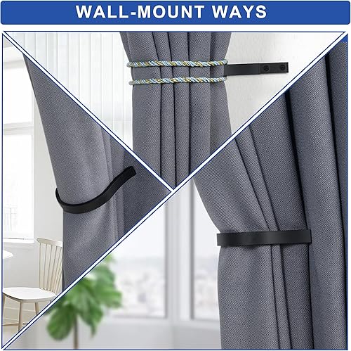 Miniatura 3 de BlackCurtain - Alzapaños para cortinas, 2 abrazaderas de aluminio macizo en forma de U para colgar en la pared