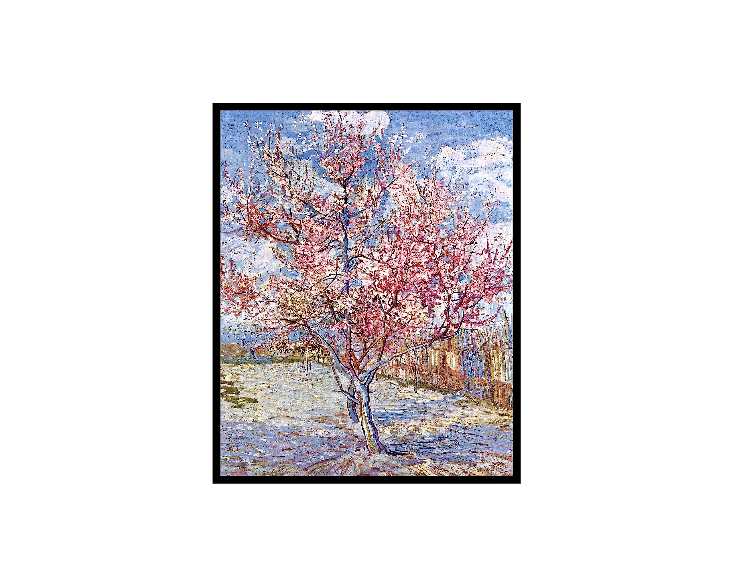Poster Master Vintage Van Gogh Poster - Retro Impressionism Print - 16x20 UNFRAMED Wall Art - Gift for Artist, Painter - Pink Peach Tree in Blossom, Aesthetic - Wall Decor for Living Room, Bedroom