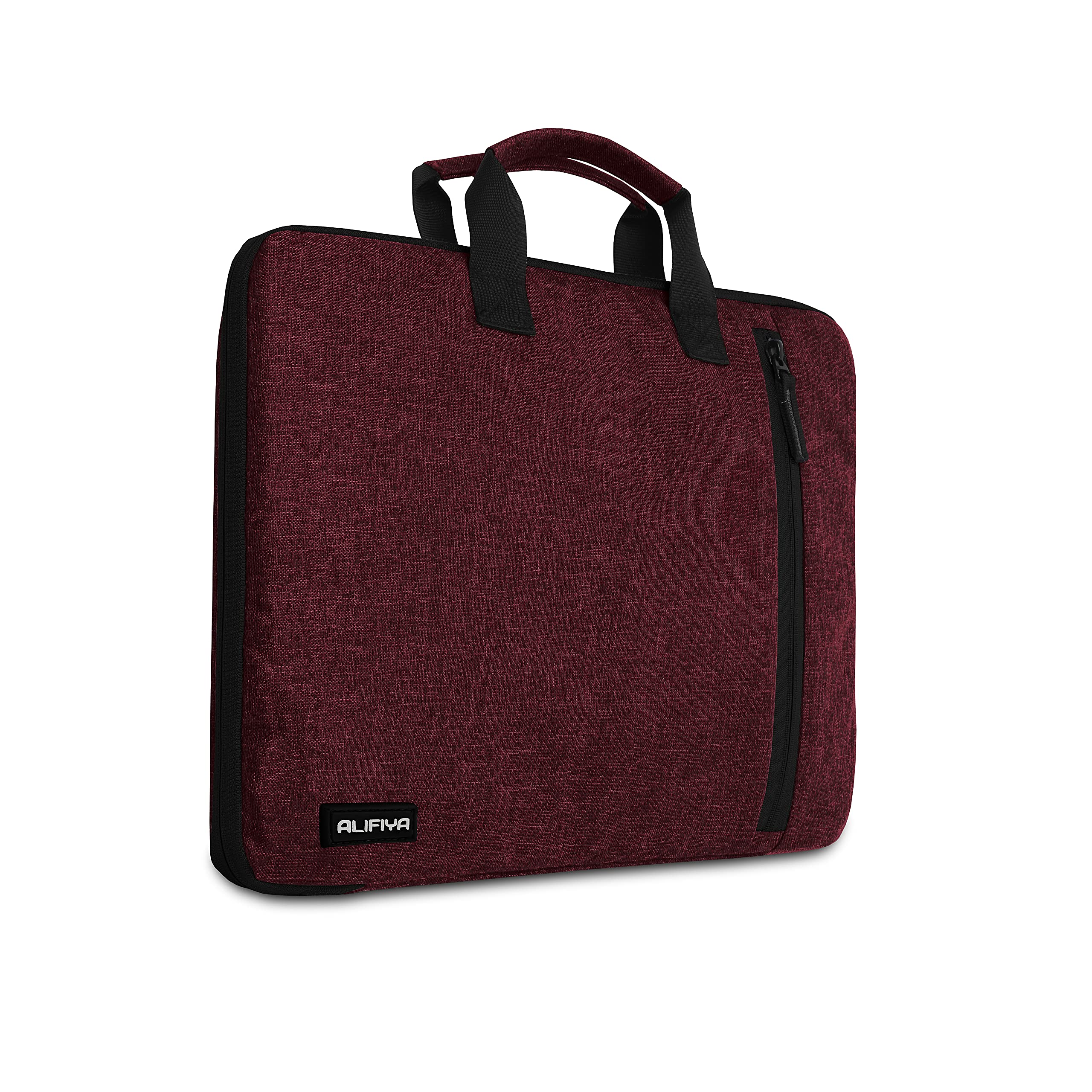 Alifiya Polyester Laptop Sleeve Cover Bag 15.6 Inch for MacBook / Lenovo / Dell / Surface Pro / Asus / HP (Maroon_L22, 180 Degree Opening)