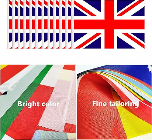 Miniatura 4 de Juego de 12 banderas de escritorio del Reino Unido, pequeñas banderas de mesa de oficina con poste negro sólido de 12 pulgadas, base negra y parte