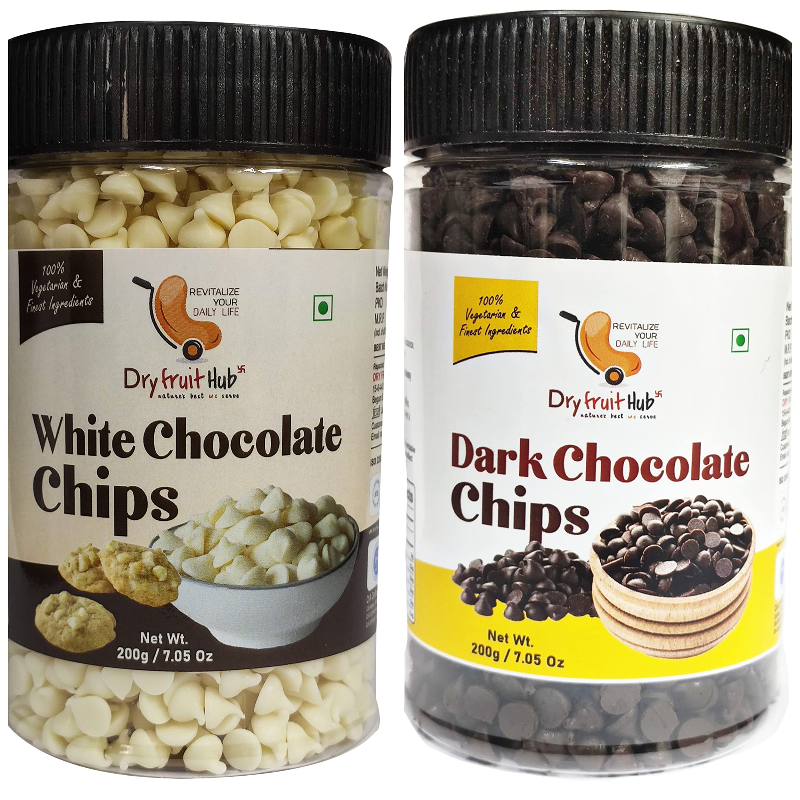 Dry Fruit Hub Dark and White Chocolate Chips Combo 400gms, Dark and White Chocolate Chips Combo Pack,Choco Chips for Cake, Choco Chips For Cake Decoration (B08RJ2TWB5) Amazon Price History, Amazon Price Tracker