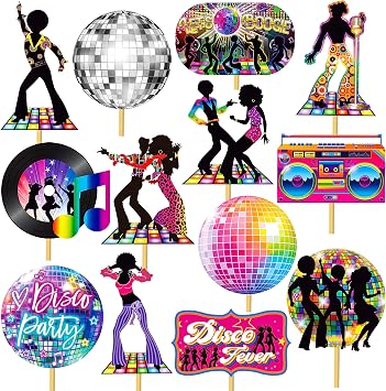 26pcs 1970s Disco Fever Party Centerpiece Sticks 70s Disco Party Decorations Retro Table Topper 80s Retro Party Decorations for 70s Theme Birthday Music Party Decorations Retro Table Decorations