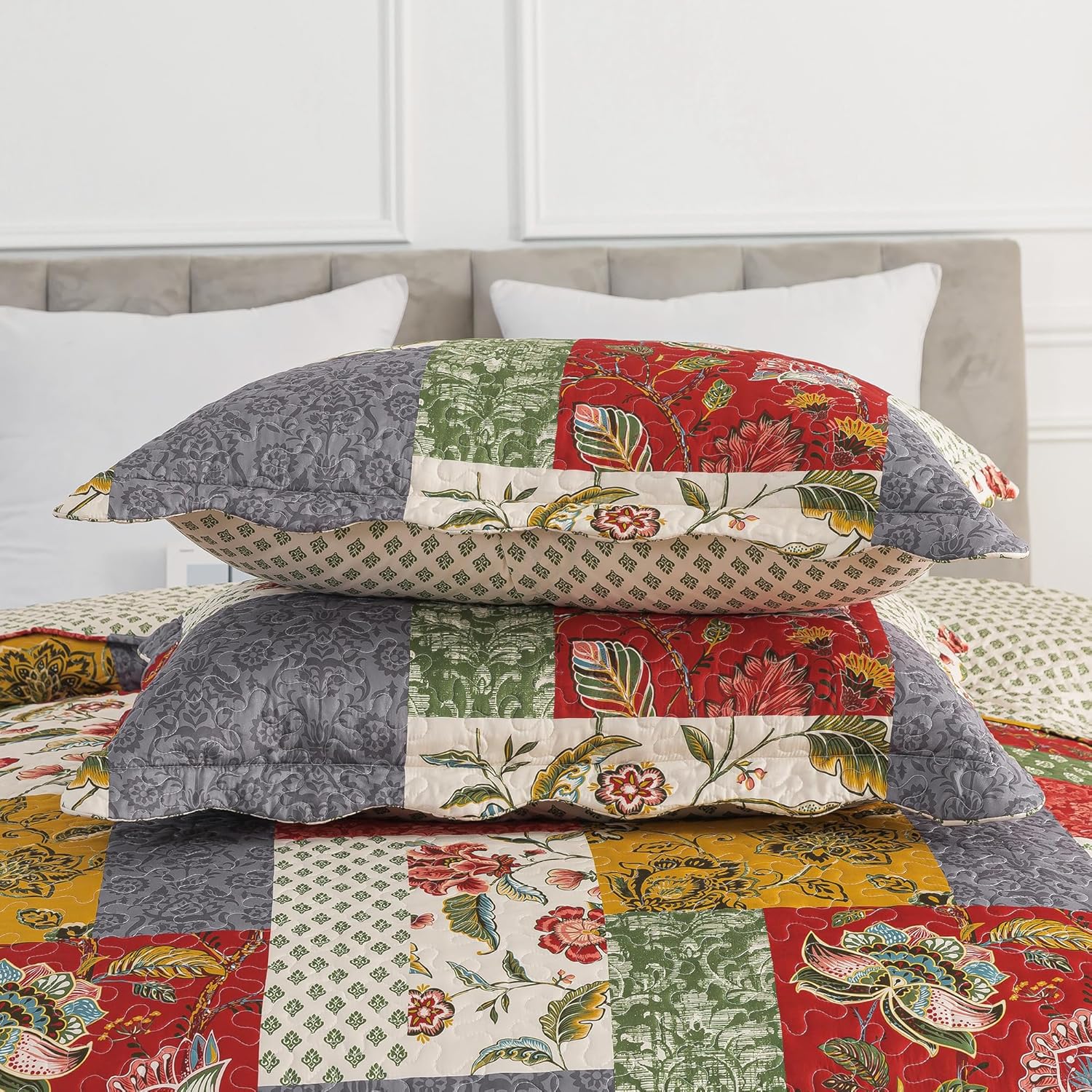 HoneiLife Quilt Set King Size - Lightweight Bedspreads 106x96, Microfiber Quilts 3-Piece, Patchwork Coverlet Western Bedding Sets All Season Quilts - Image 9