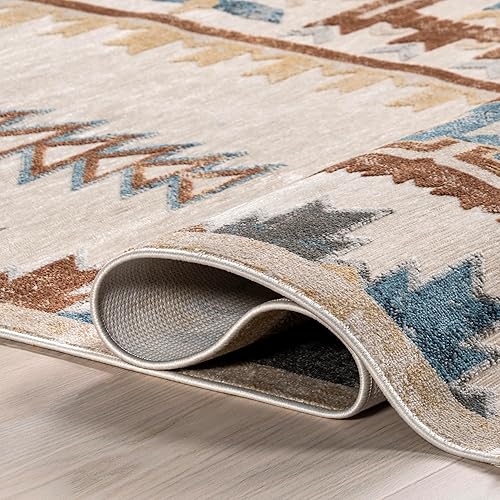 Miniatura 5 de nuLOOM Clover Southwestern - Alfombra lavable a máquina, 4 x 6, color beige