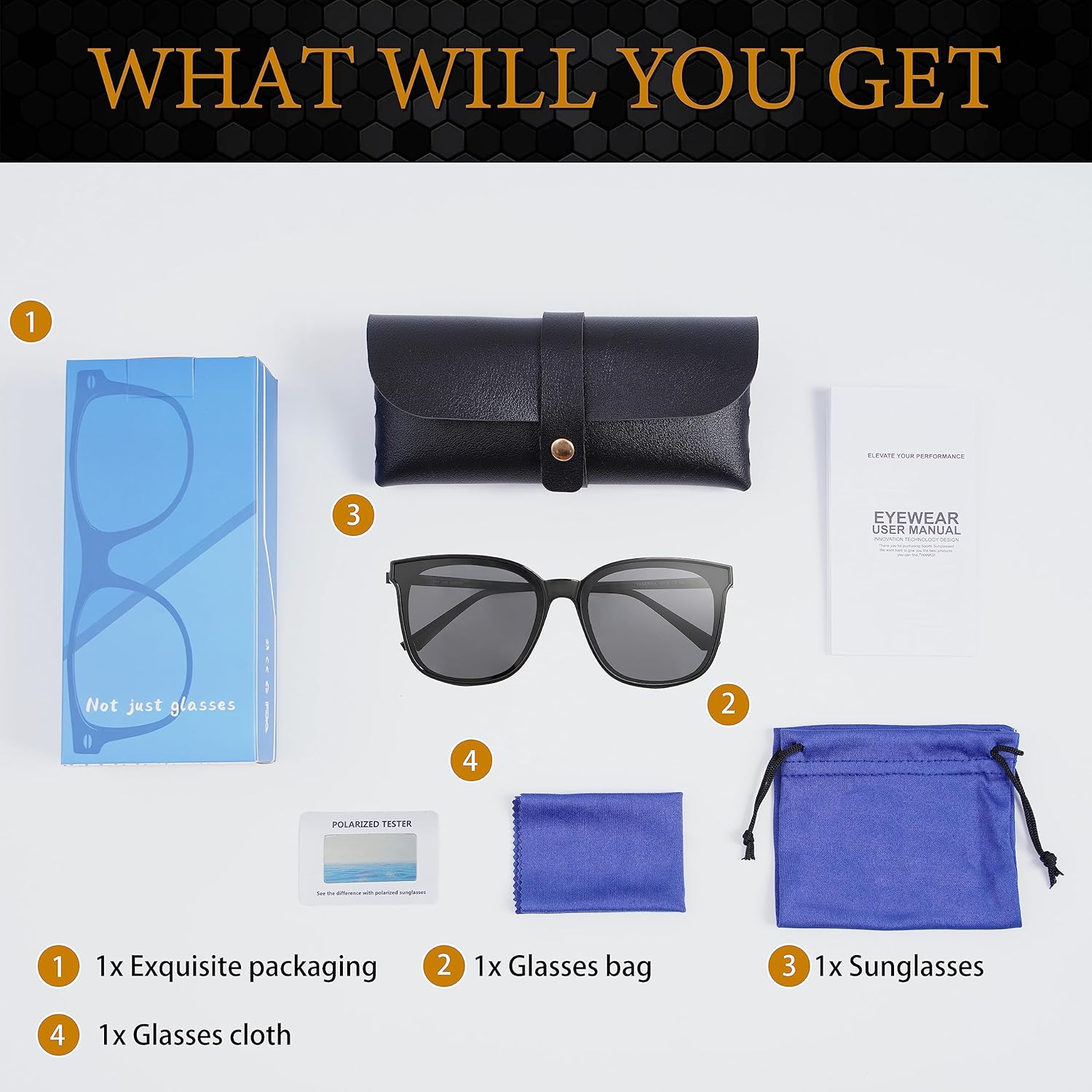 Trendy TAC Polarized Square Sunglasses for Women Men, Oversized Lightweight TR90 Frame UV400 Protection - Image 6