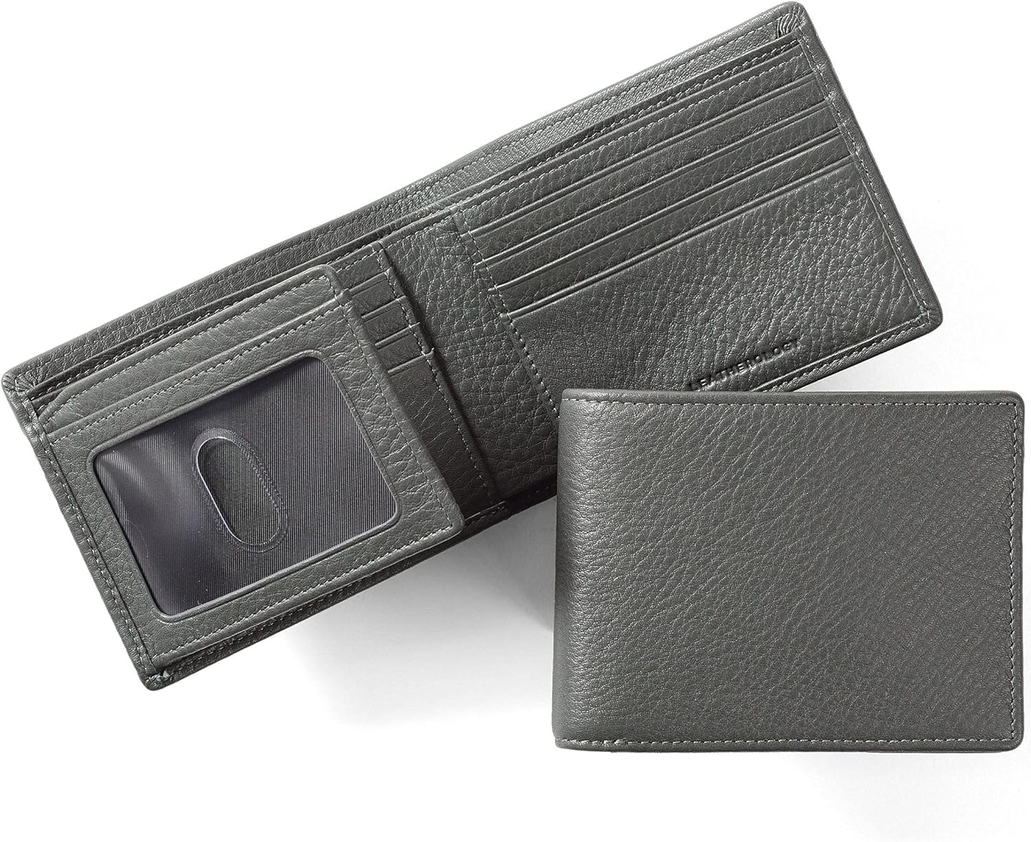 Leatherology Charcoal Men's Bifold Wallet with Card Flap ID