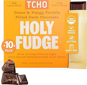 Holy Fudge 76% Dark Chocolate Bars (10 pack) | Single Origin, Plant Based, Organic & Fair Trade, | Non GMO, Non-Dairy, Vegan Chocolate, Soy Free (2.5oz each)